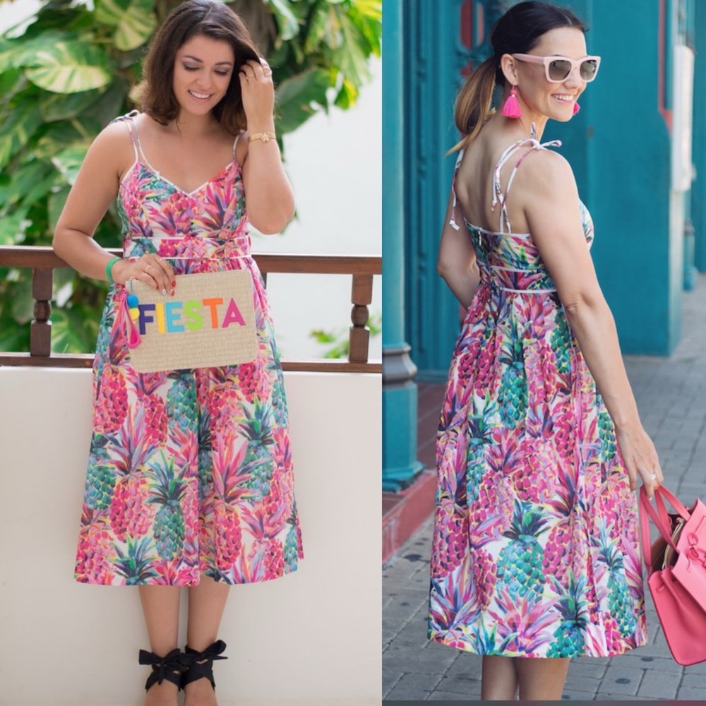 J.CREW Ratti Painted Pineapple Summer Dress